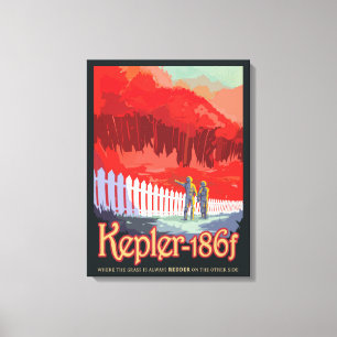 Retro-Weltraumplakat von Kepler-186f. Leinwanddruck