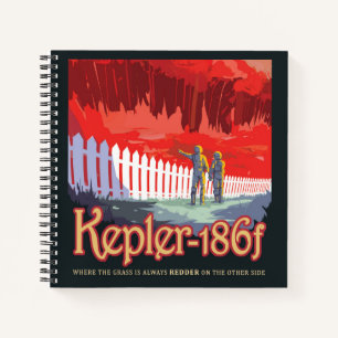 Retro-Weltraumplakat von Kepler-186f. Notizbuch