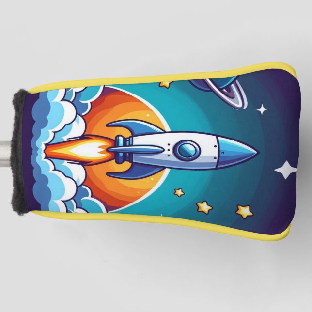 Retro, Weltraumrakete Golf Headcover (Vorderseite)