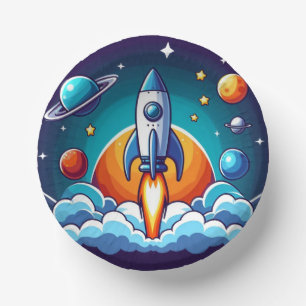 Retro, Weltraumrakete Pappteller