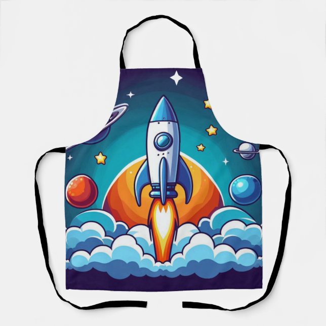 Retro, Weltraumrakete Schürze (Vorderseite)