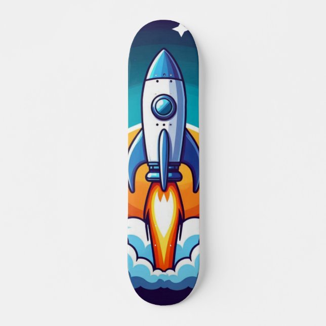 Retro, Weltraumrakete Skateboard (Vorne)