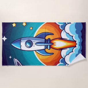 Retro, Weltraumrakete Strandtuch