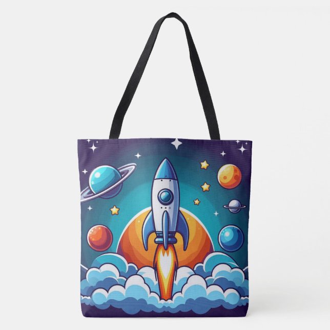 Retro, Weltraumrakete Tasche (Vorderseite)