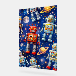 Retro-Weltraumroboter Galaktische Reise Kunstdruck Acrylschild
