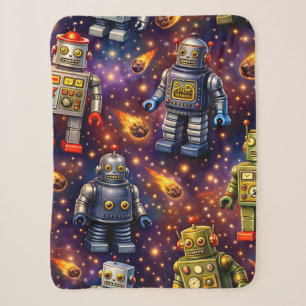 Retro Weltraumroboter und flammende kommen super w Sherpadecke