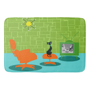 Retro Weltraumzeitalter-Miezekatze-Bad-Matte Badematte