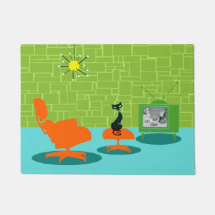 Retro Weltraumzeitalter-Miezekatze-Tür-Matte Fußmatte