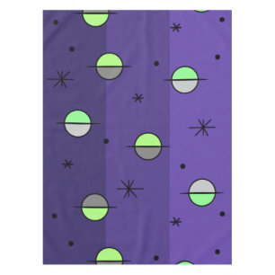 Retro Weltraumzeitalter Planeten Sterne Indigo Tischdecke