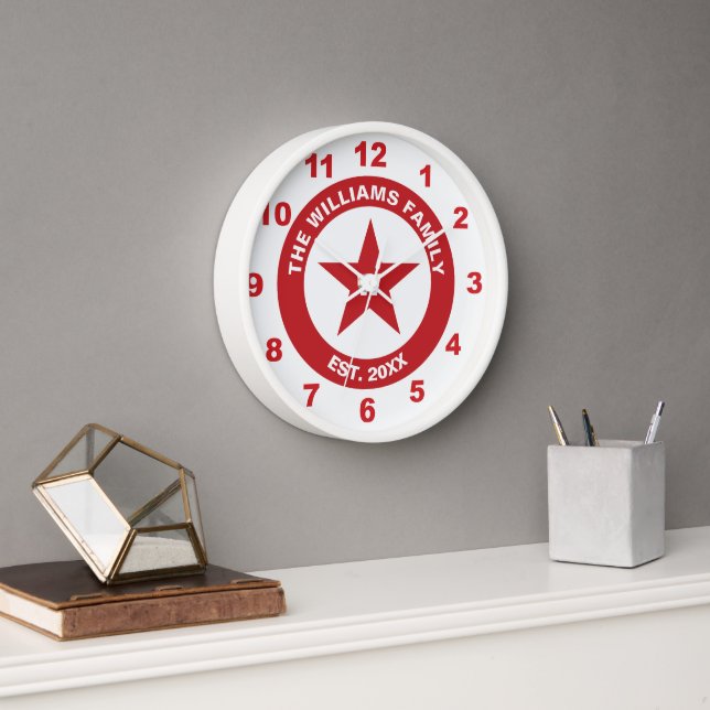 Retro-Werbestil in Rot und Weiß Uhr (Büro)