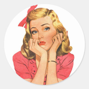 Retro-Werbung für Damen 'Egal was' Runder Aufkleber