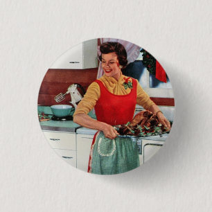 Retro-Werbung - Hausfrau aus den 1950er Jahren Button