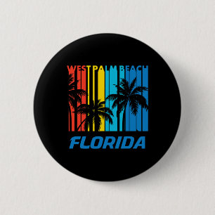 Retro West Palm Beach Florida Palmen Urlaub Button
