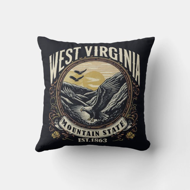 Retro West Virginia Kissen (Rückseite)