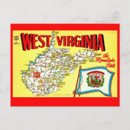 Retro-West-Virginia-Landkarte-Postkarte Postkarte