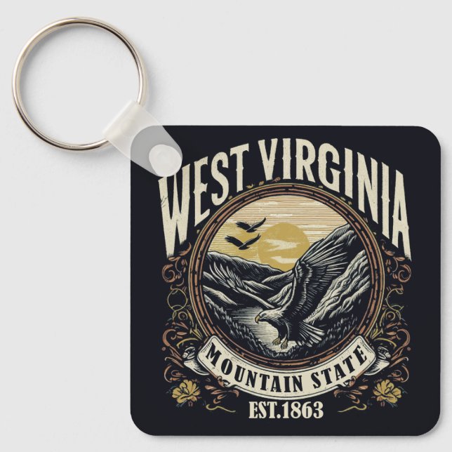 Retro West Virginia Schlüsselanhänger (Vorderseite)