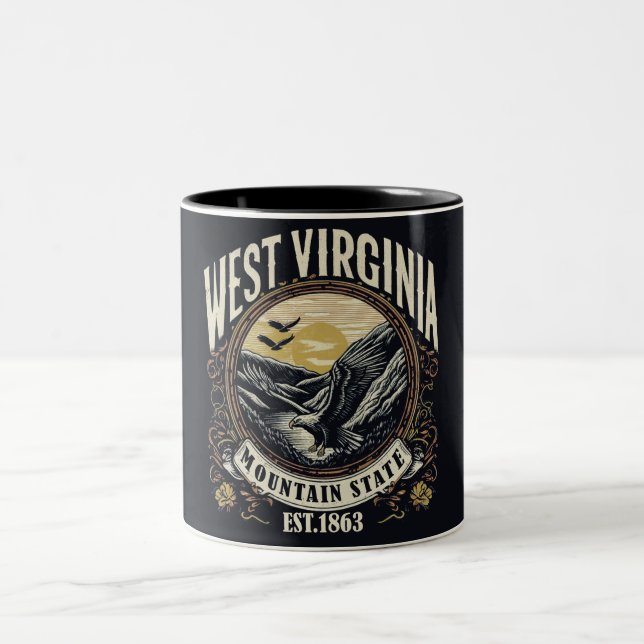 Retro West Virginia Zweifarbige Tasse (Mittel)