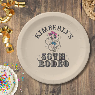 Retro Western 50. Rodeo Geburtstag Pappteller