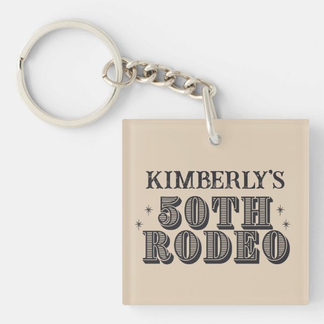 Retro Western 50. Rodeo Geburtstag Schlüsselanhänger (Vorderseite)