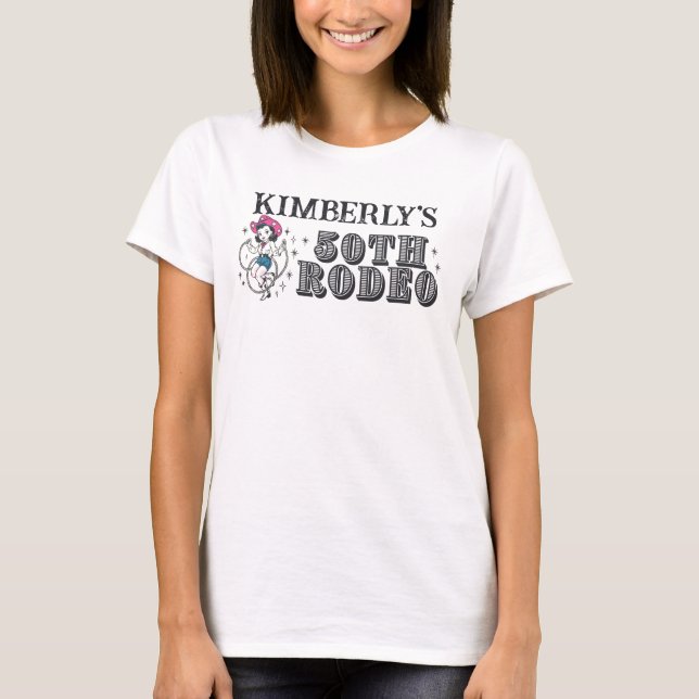 Retro Western 50. Rodeo Geburtstag T-Shirt (Vorderseite)