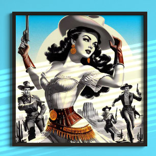 Retro-Western-Button Poster