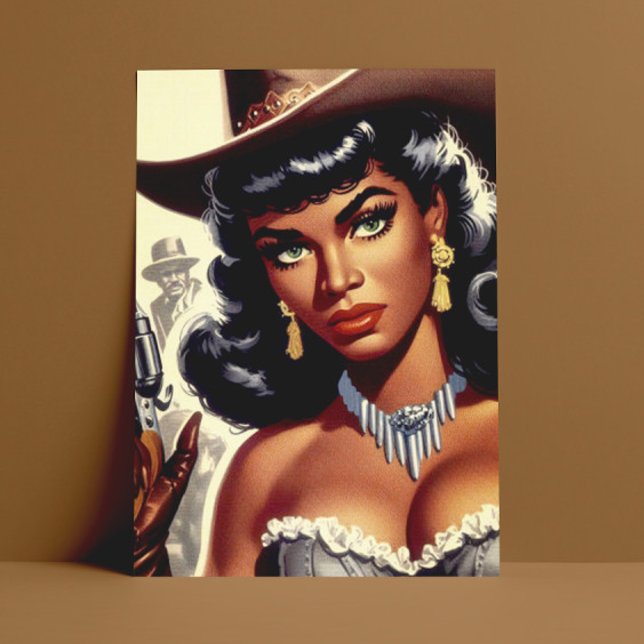 Retro Western Girl Postkarte (Von Creator hochgeladen)