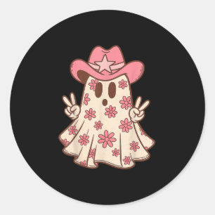 Retro Western Halloween Cowboy Cowgirl Ghost Boo P Runder Aufkleber