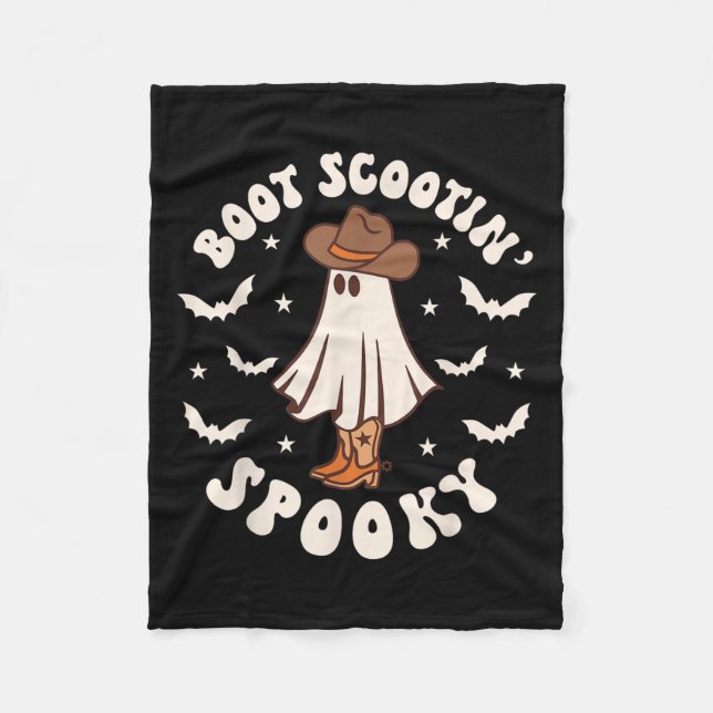 Retro Western Halloween Cute Ghost Funny Boot Scoo Fleecedecke (Vorderseite)