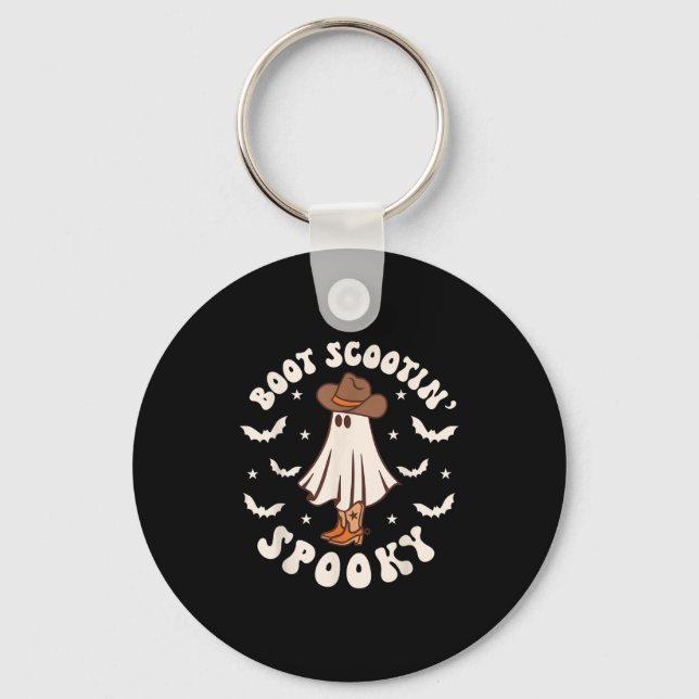 Retro Western Halloween Cute Ghost Funny Boot Scoo Schlüsselanhänger (Vorderseite)