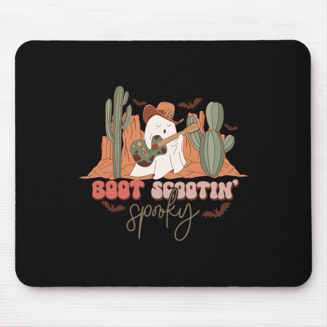Retro Western Halloween Niedlich Ghost Fun Boot Sc Mousepad (Vorne)