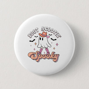 Retro Western Halloween Niedlich Ghost Funny Boot  Button