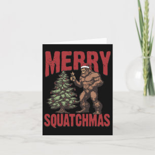 Retro Western Merry Squatchmas Funny Bigfoot Santa Karte