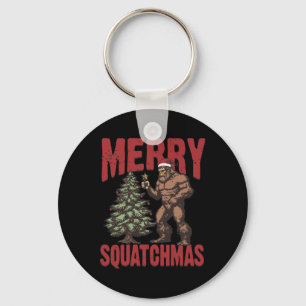 Retro Western Merry Squatchmas Funny Bigfoot Santa Schlüsselanhänger