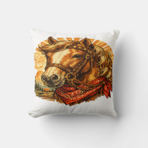 Retro Western Pferde-Bandana-Wurfkissen