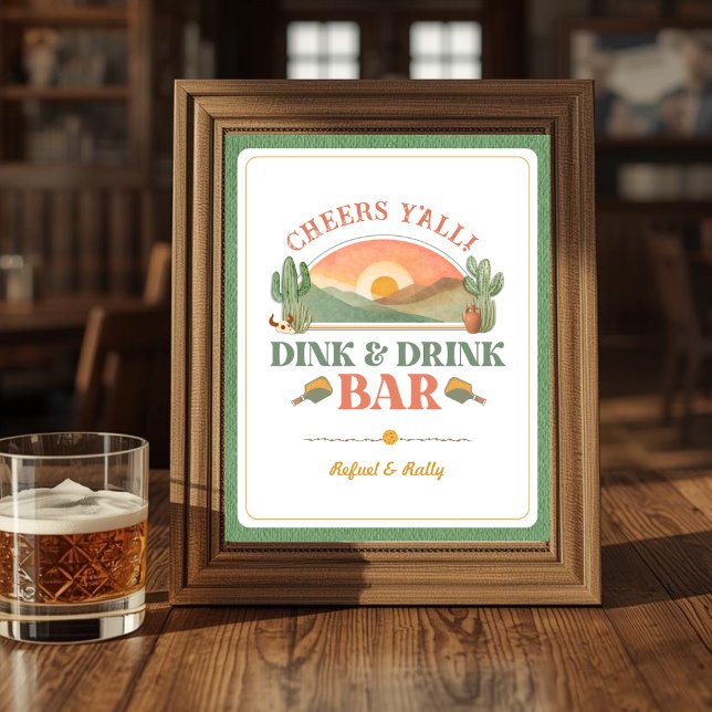 Retro-Western-Pickleball-Dink-&-Drink-Bar-Schild (Von Creator hochgeladen)