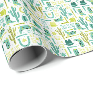 Retro Western Wrapping Paper | Turquoise & Lime Geschenkpapier
