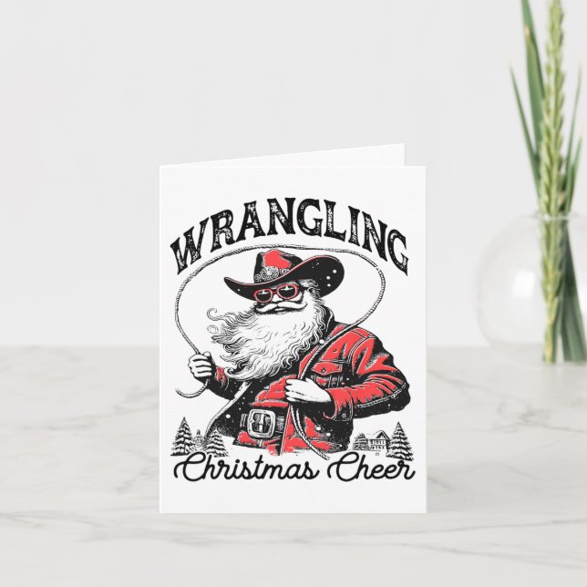 Retro Western Xmas Wrangling Weihnachtsjubiläum Sa Karte (Vorderseite)