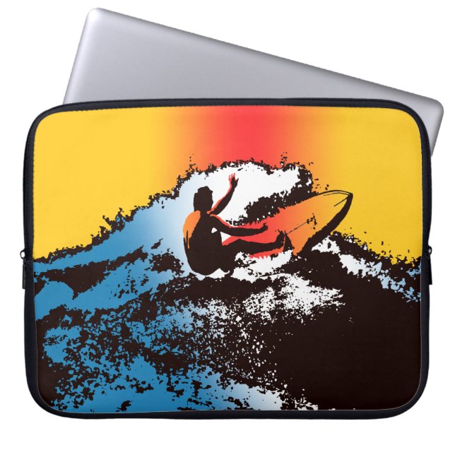 Retro Wetsuit Bag von Groovy Hawaiian Surfer 1960 Laptopschutzhülle (Vorderseite)
