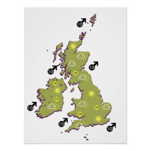 Retro-Wetterkarte der Britischen Inseln Poster