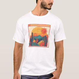 Retro Whimsical Boho Style Sunset Landscape T-Shirt