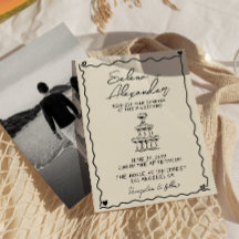 Retro Whimsical handgeschriebene Hochzeit Einladun