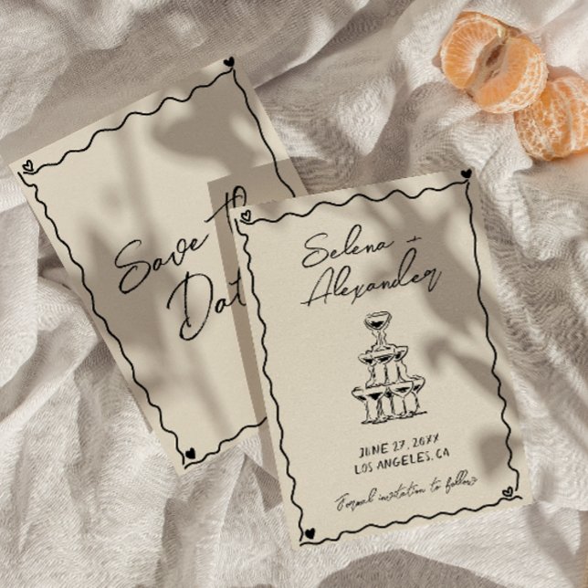 Retro Whimsical handgeschriebene Hochzeit Save The Date (Von Creator hochgeladen)