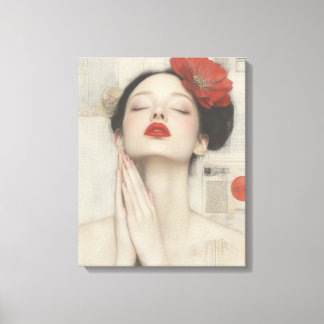 Retro Whimsical Lady Stretched Canvas Print Leinwanddruck