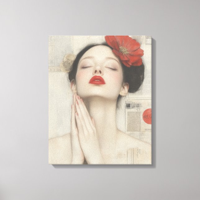Retro Whimsical Lady Stretched Canvas Print Leinwanddruck (Vorderseite)