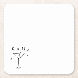 Retro Whimsical Martini Handgezeichnete individuel Rechteckiger Pappuntersetzer