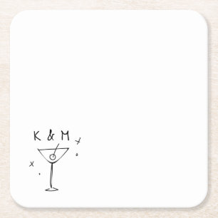 Retro Whimsical Martini Handgezeichnete individuel Rechteckiger Pappuntersetzer