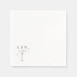 Retro Whimsical Martini Handgezeichnete individuel Serviette