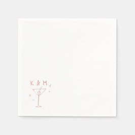 Retro Whimsical Martini Handgezeichnete individuel Serviette