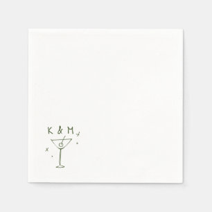 Retro Whimsical Martini Handgezeichnete individuel Serviette