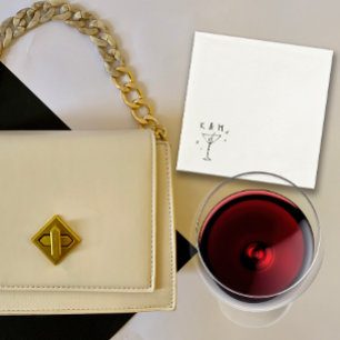 Retro Whimsical Martini Handgezeichnete individuel Serviette